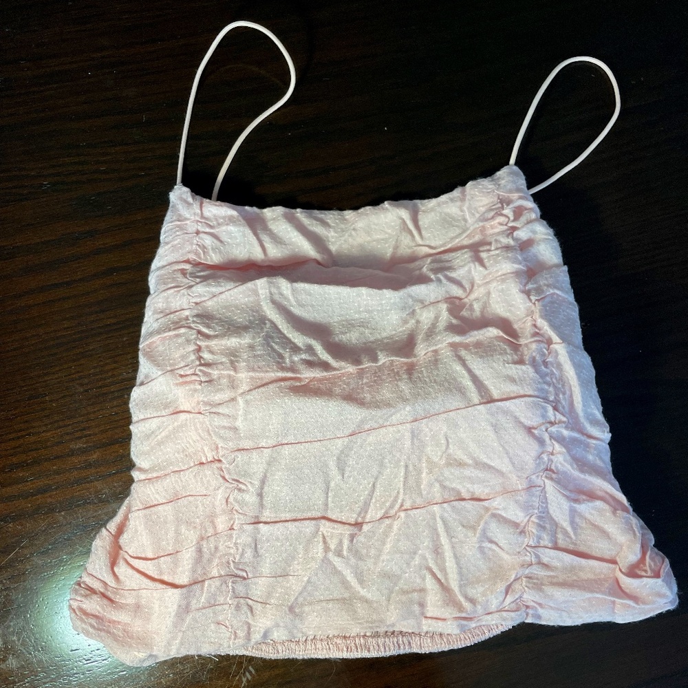 Baby Pink Ruched Cropped Tank